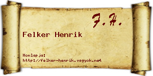 Felker Henrik névjegykártya